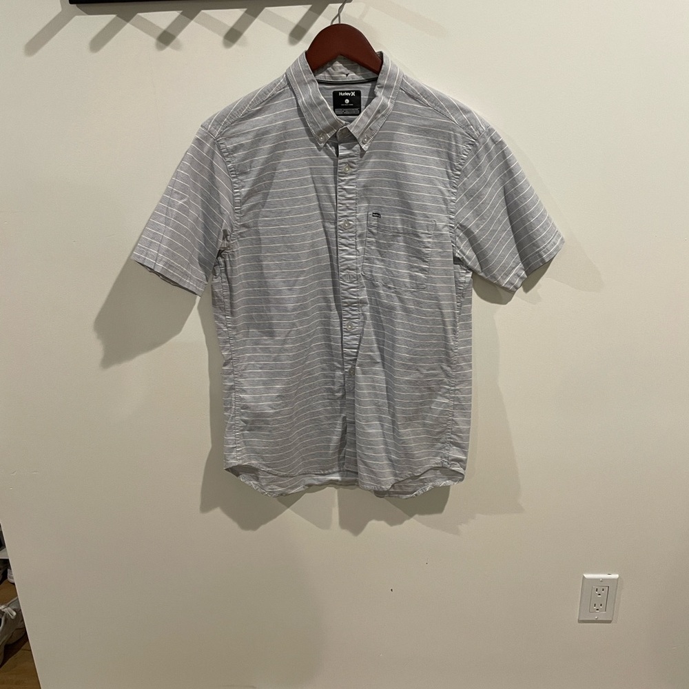 Hurley Men's Light Blue Striped Button Down Shirt